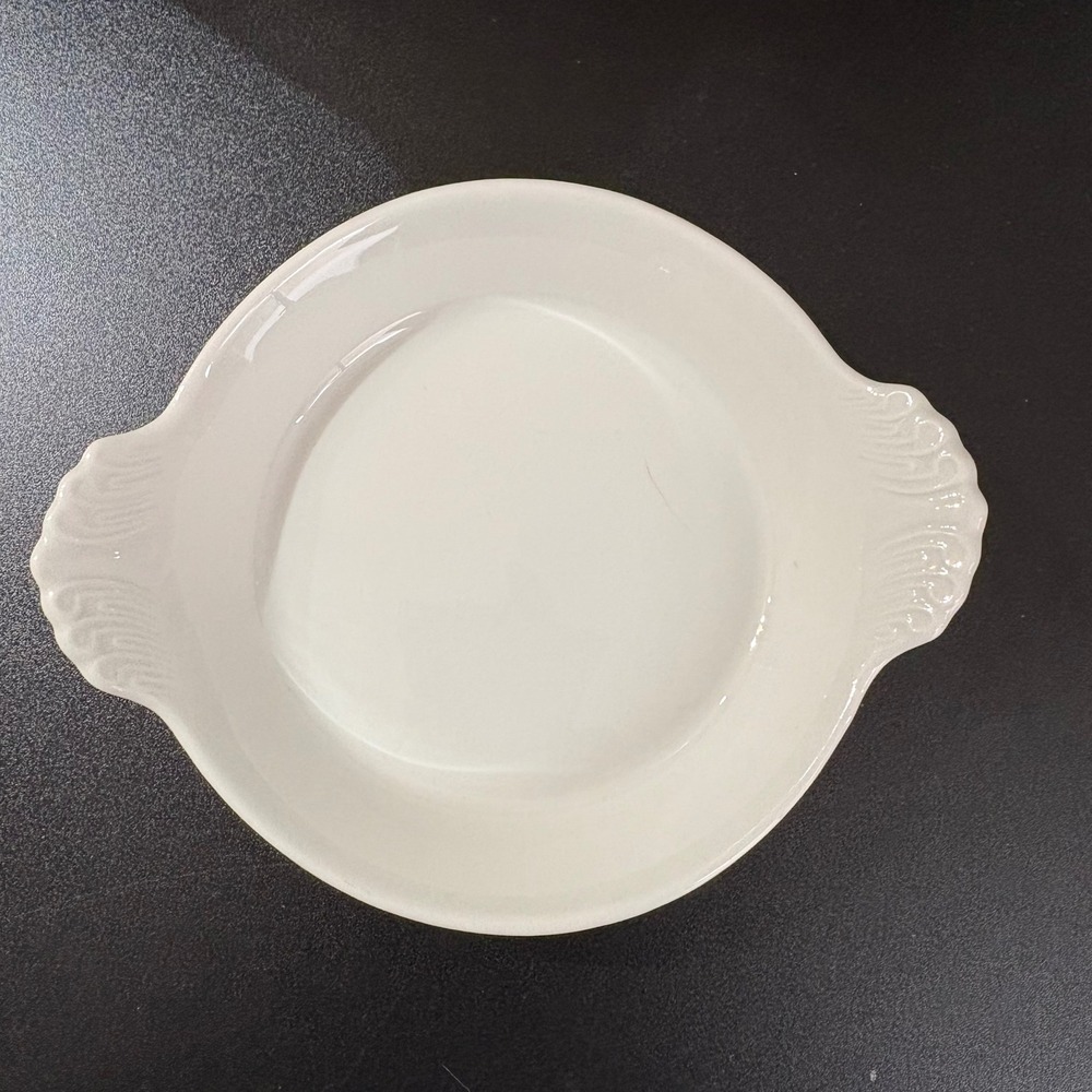 Apilco France Porcelaine a Feu White Au Gratin Dish 4 1/2 Lug Handles